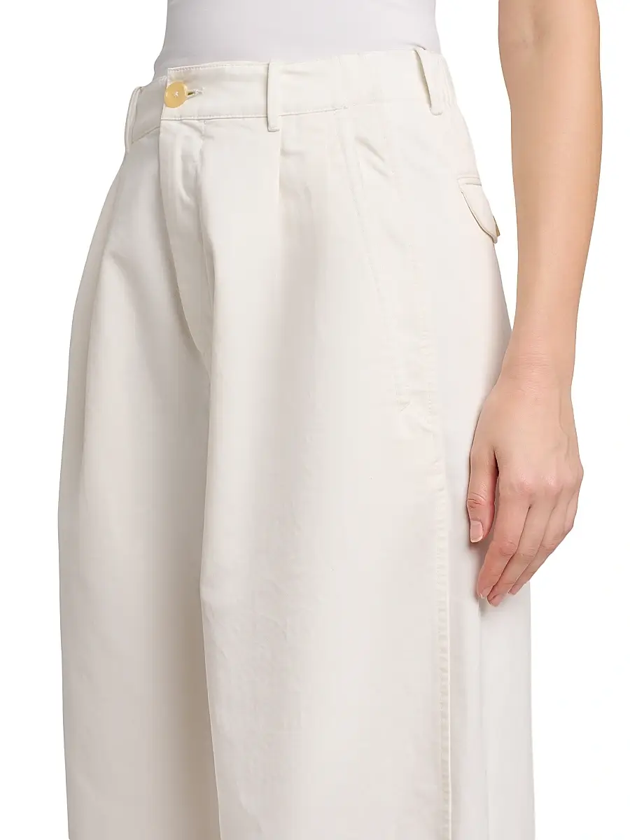 Jil Sander Women's Cotton Crease-Front Wide-Leg Trousers | Thumbnail 6