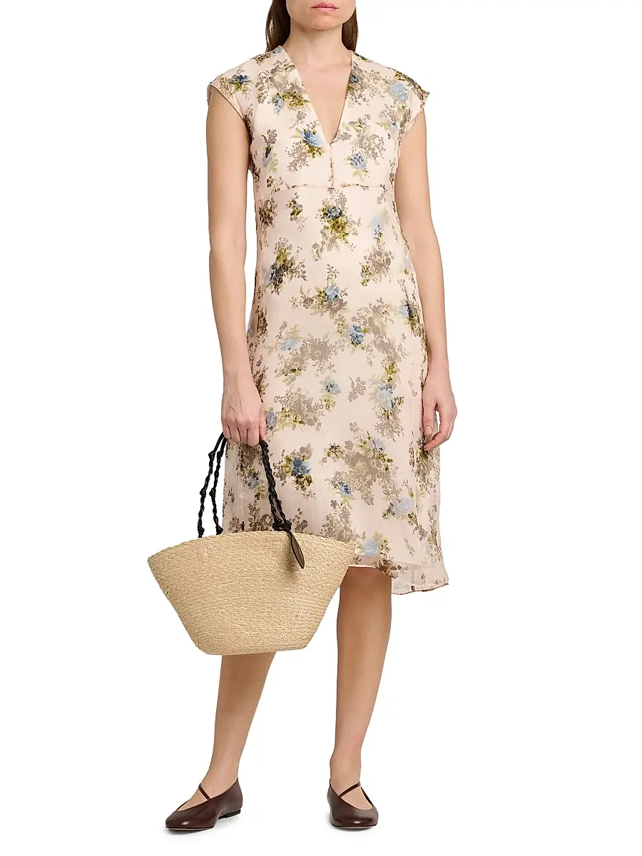 Jil Sander Women's Floral Silk Crepe Dress | Thumbnail 2