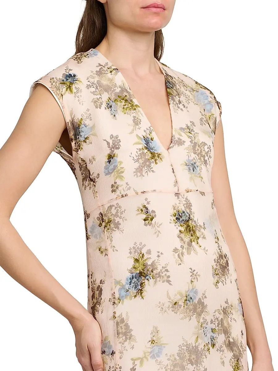 Jil Sander Women's Floral Silk Crepe Dress | Thumbnail 6