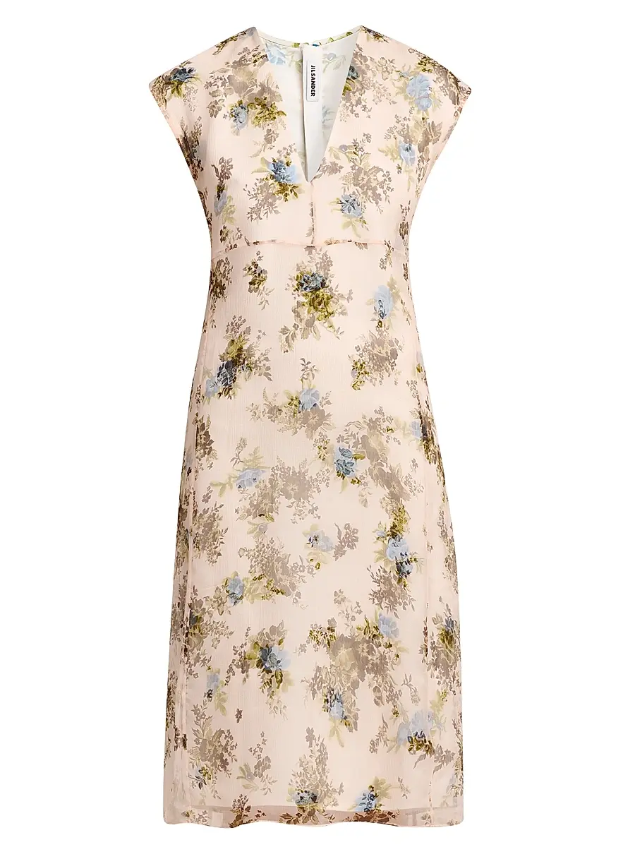 Jil Sander Women's Floral Silk Crepe Dress - Peonia - Size 4 | Image 1 Jil Sander Women's Floral Silk Crepe Dress - Peonia - Size 4 | Image 1