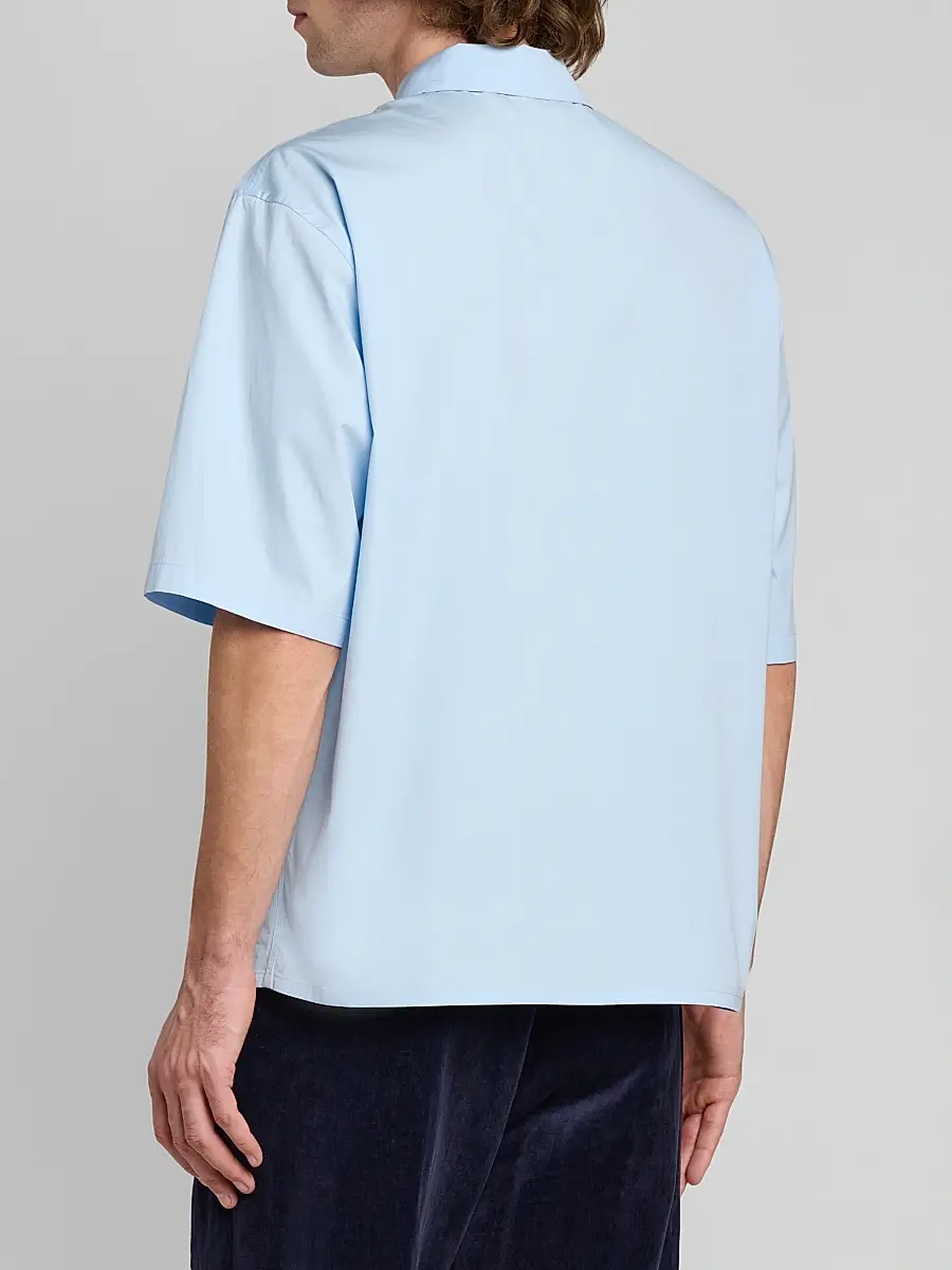 Jil Sander Men's Embroidered Logo Cotton Poplin Short-Sleeve Button-Front Shirt | Thumbnail 3 Jil Sander Men's Embroidered Logo Cotton Poplin Short-Sleeve Button-Front Shirt | Thumbnail 3