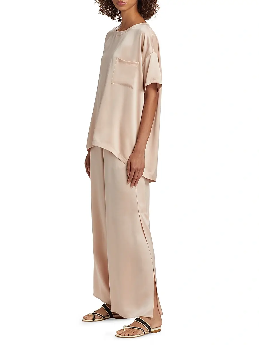 Lunya Women's Washable Silk T-Shirt & Pants Pajamas - Delicate Pink | Thumbnail 3 Lunya Women's Washable Silk T-Shirt & Pants Pajamas - Delicate Pink | Thumbnail 3