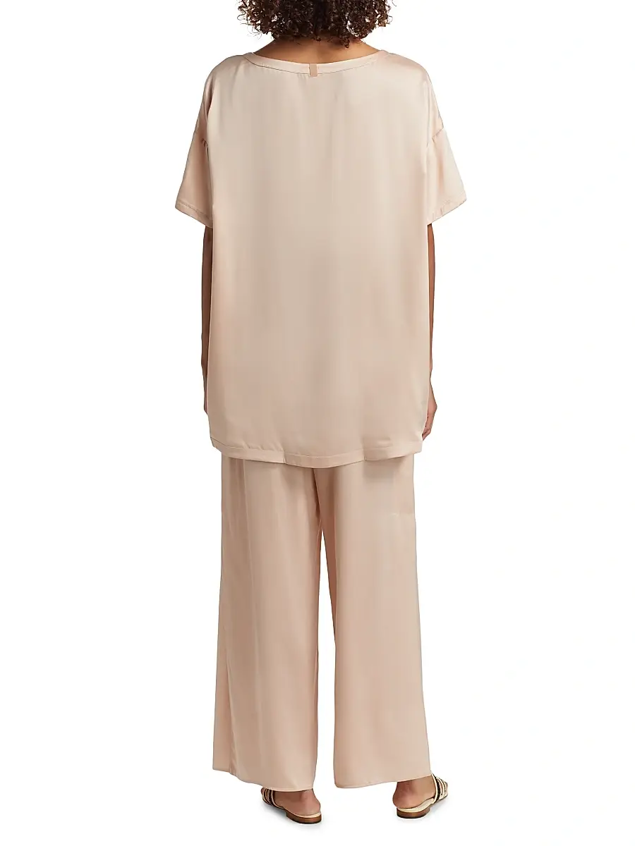 Lunya Women's Washable Silk T-Shirt & Pants Pajamas - Delicate Pink | Thumbnail 5 Lunya Women's Washable Silk T-Shirt & Pants Pajamas - Delicate Pink | Thumbnail 5