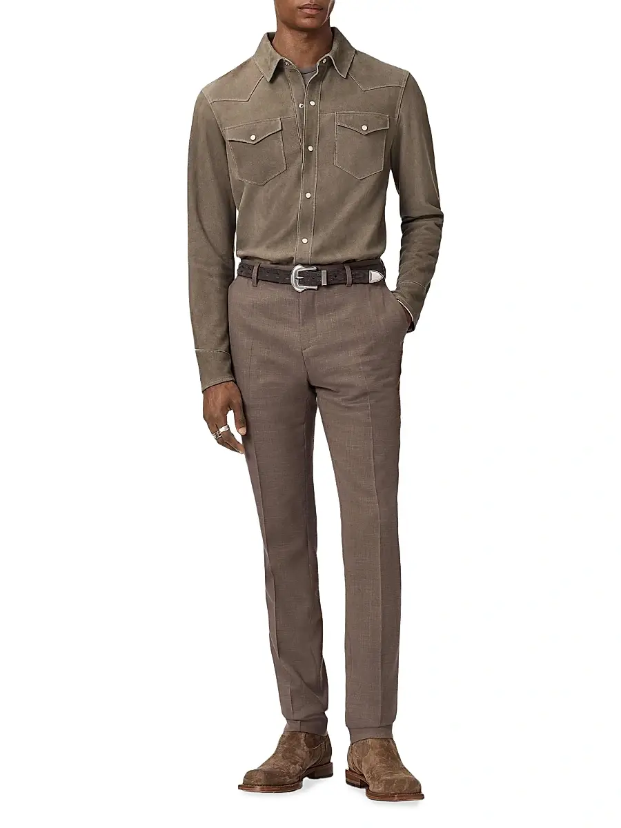 JOHN VARVATOS Men's Sage Suede Shirt Jacket | Thumbnail 2