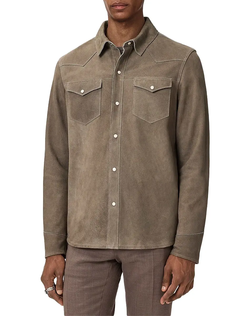JOHN VARVATOS Men's Sage Suede Shirt Jacket | Thumbnail 3