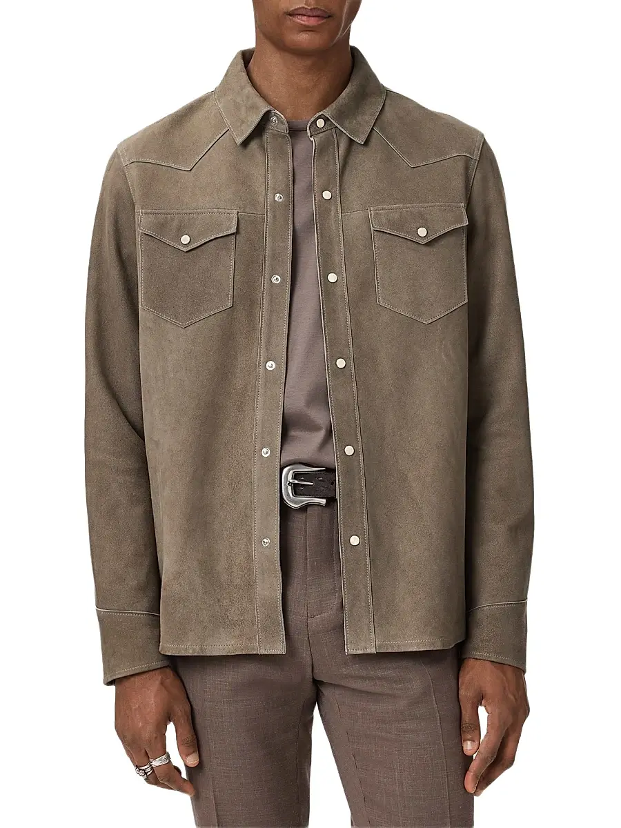 JOHN VARVATOS Men's Sage Suede Shirt Jacket | Thumbnail 4