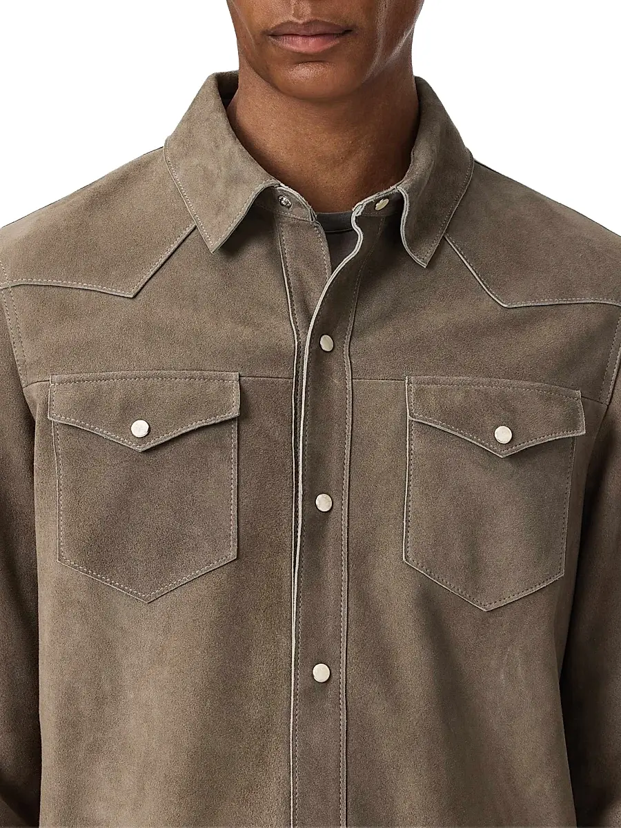 JOHN VARVATOS Men's Sage Suede Shirt Jacket | Thumbnail 6