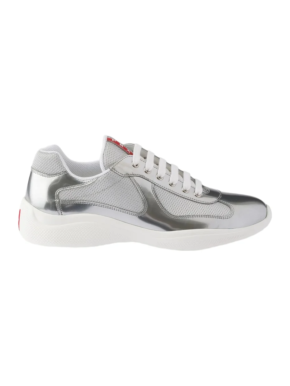 Prada Men's America's Cup Metallic Leather and Bike Fabric Sneakers