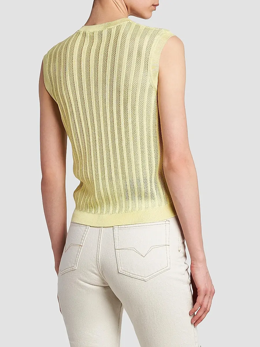 Versace Women's La Vacanza Mesh Rib-Knit Sweater Vest | Thumbnail 5 Versace Women's La Vacanza Mesh Rib-Knit Sweater Vest | Thumbnail 5
