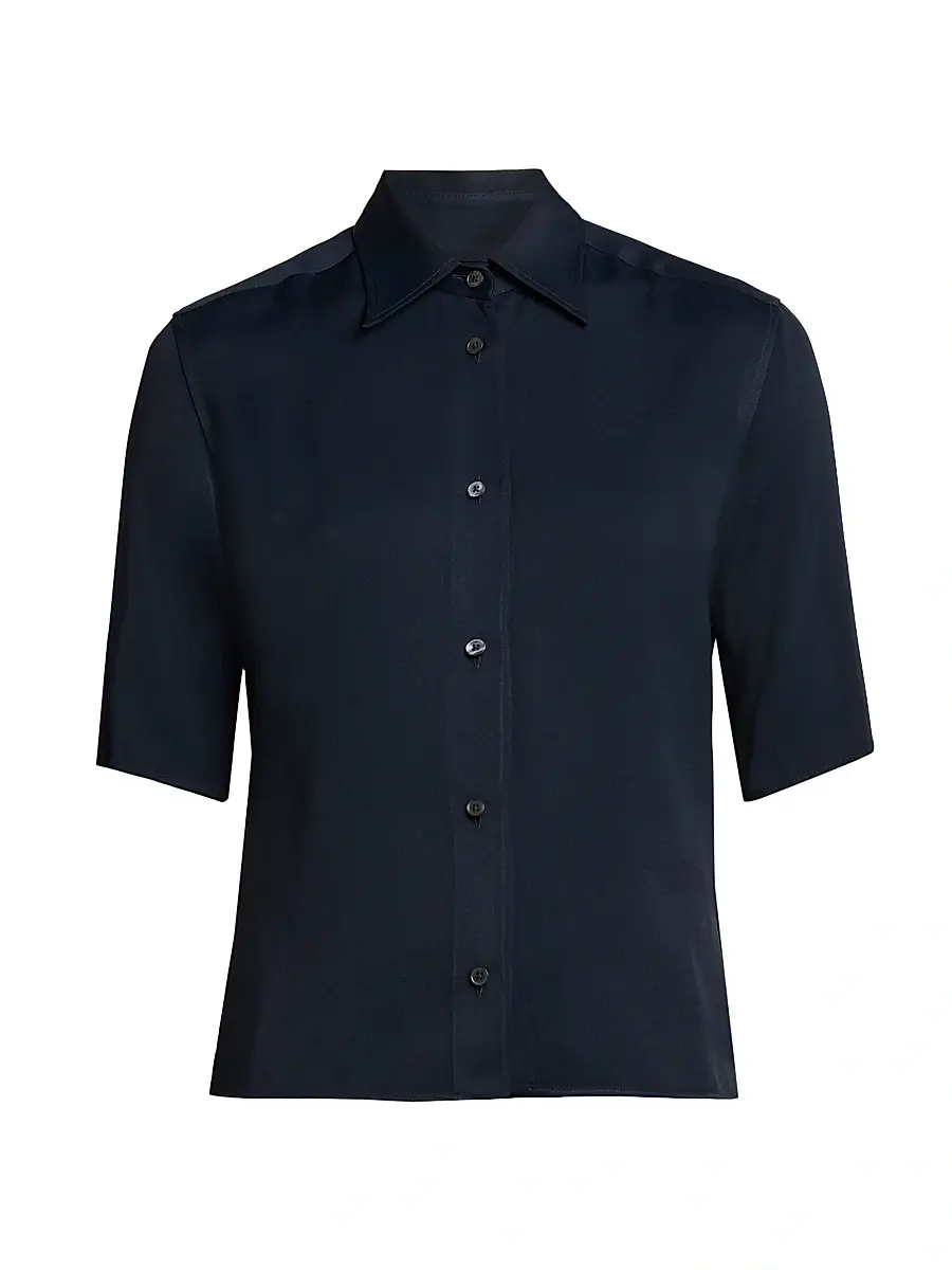 Jil Sander Women's Sable Short-Sleeve Shirt - Midnight - Size 8 | Image 1 Jil Sander Women's Sable Short-Sleeve Shirt - Midnight - Size 8 | Image 1