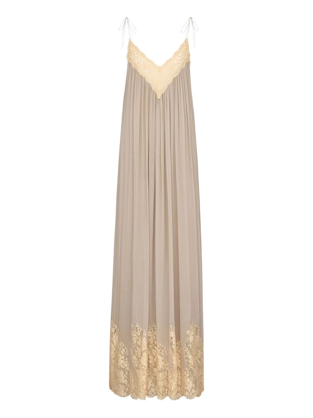 Yves Saint Laurent gathered dress in silk crepe muslin and lace