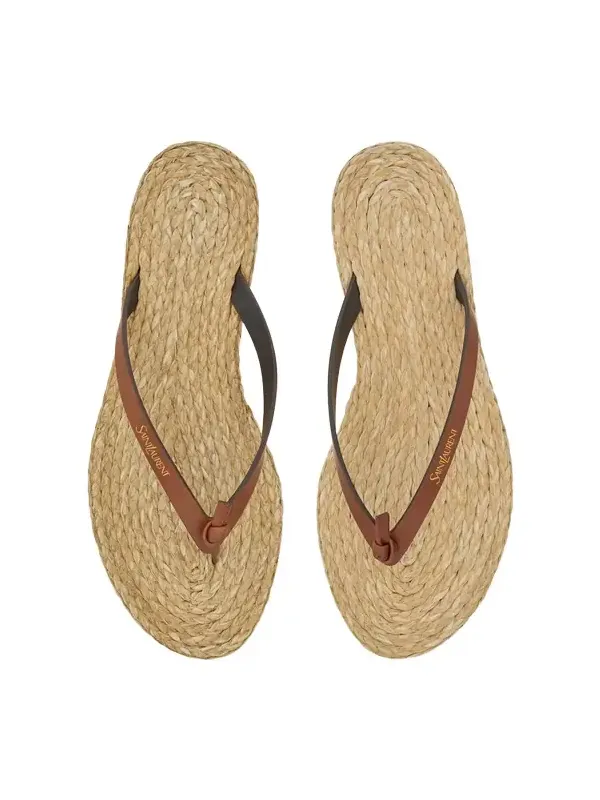 POOL flip-flops in smooth leather and raffia POOL flip-flops in smooth leather and raffia