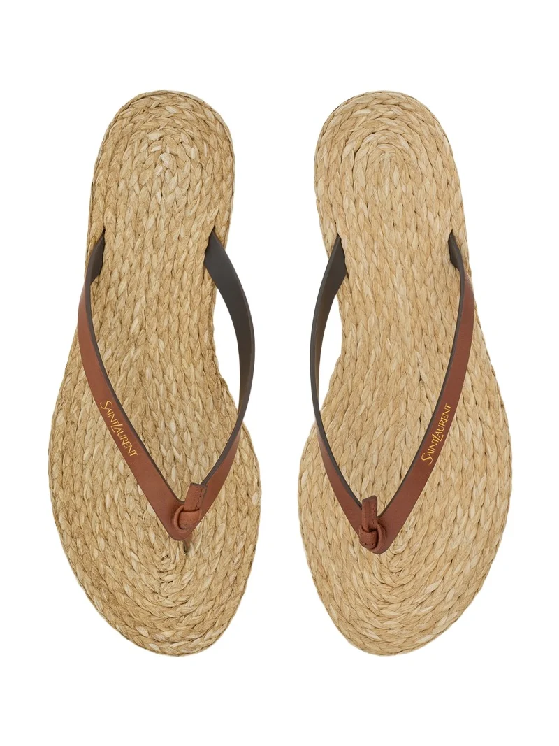 POOL flip-flops in smooth leather and raffia POOL flip-flops in smooth leather and raffia