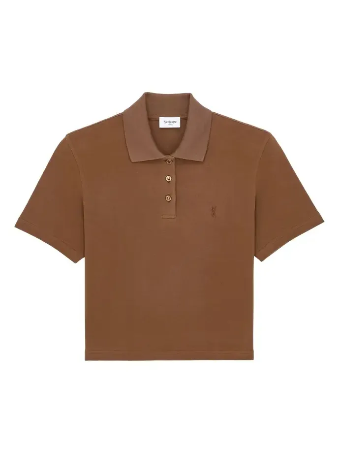 CASSANDRE cropped polo in cotton piqué