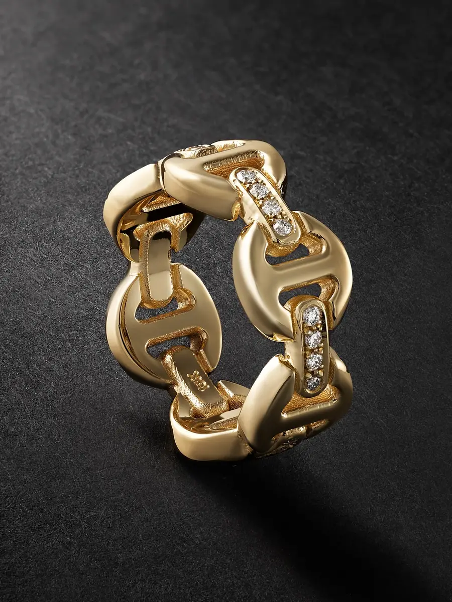 Hoorsenbuhs Dame Tri-Link 18-Karat Gold Diamond Ring - Men | Image 1 Hoorsenbuhs Dame Tri-Link 18-Karat Gold Diamond Ring - Men | Image 1