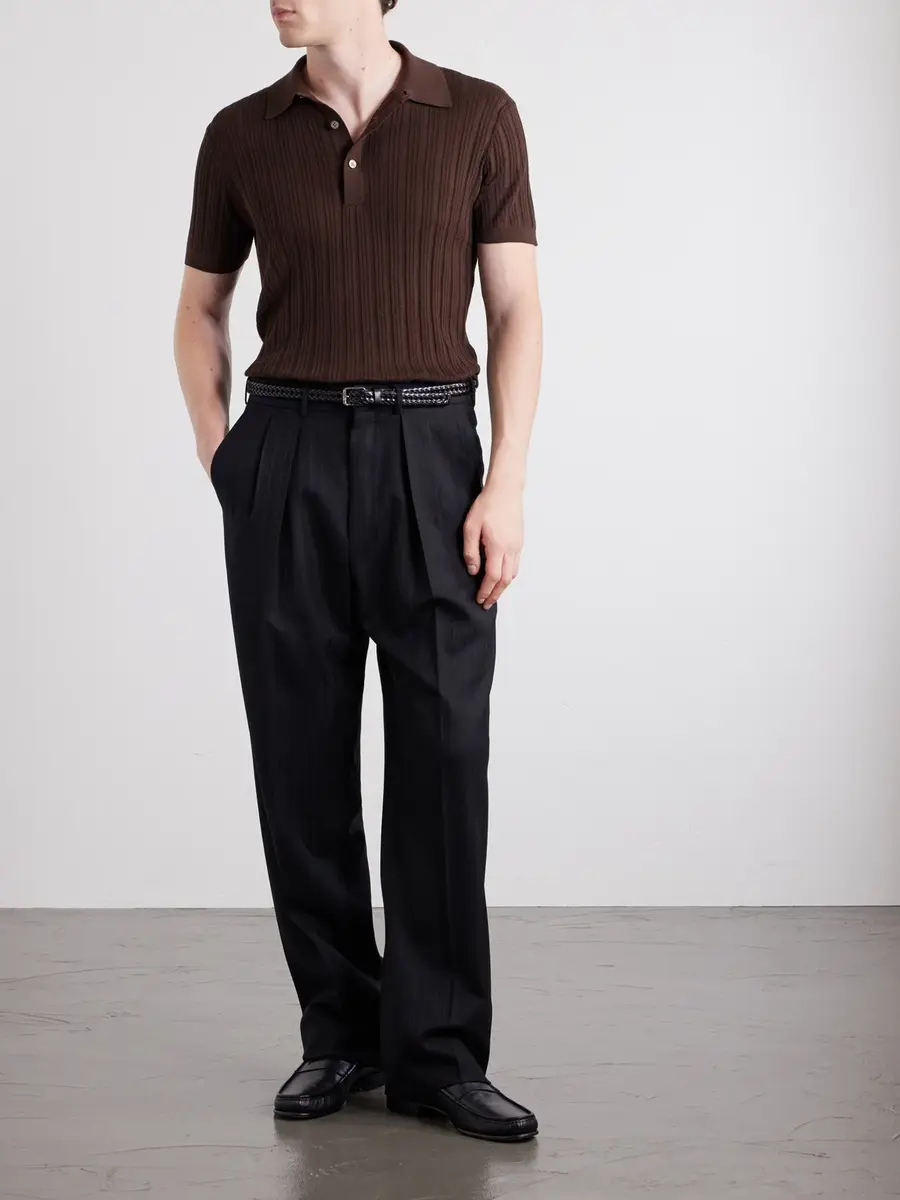 Tom Ford Ribbed Cotton and Silk-Blend Polo Shirt - Men | Thumbnail 2