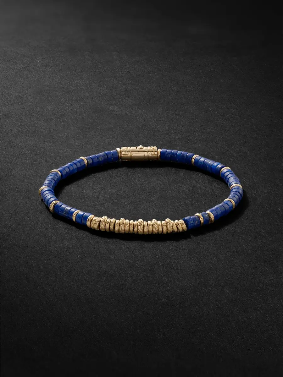 John Hardy Gold Lapis Lazuli Heishi Beaded Bracelet - Men | Image 1 John Hardy Gold Lapis Lazuli Heishi Beaded Bracelet - Men | Image 1