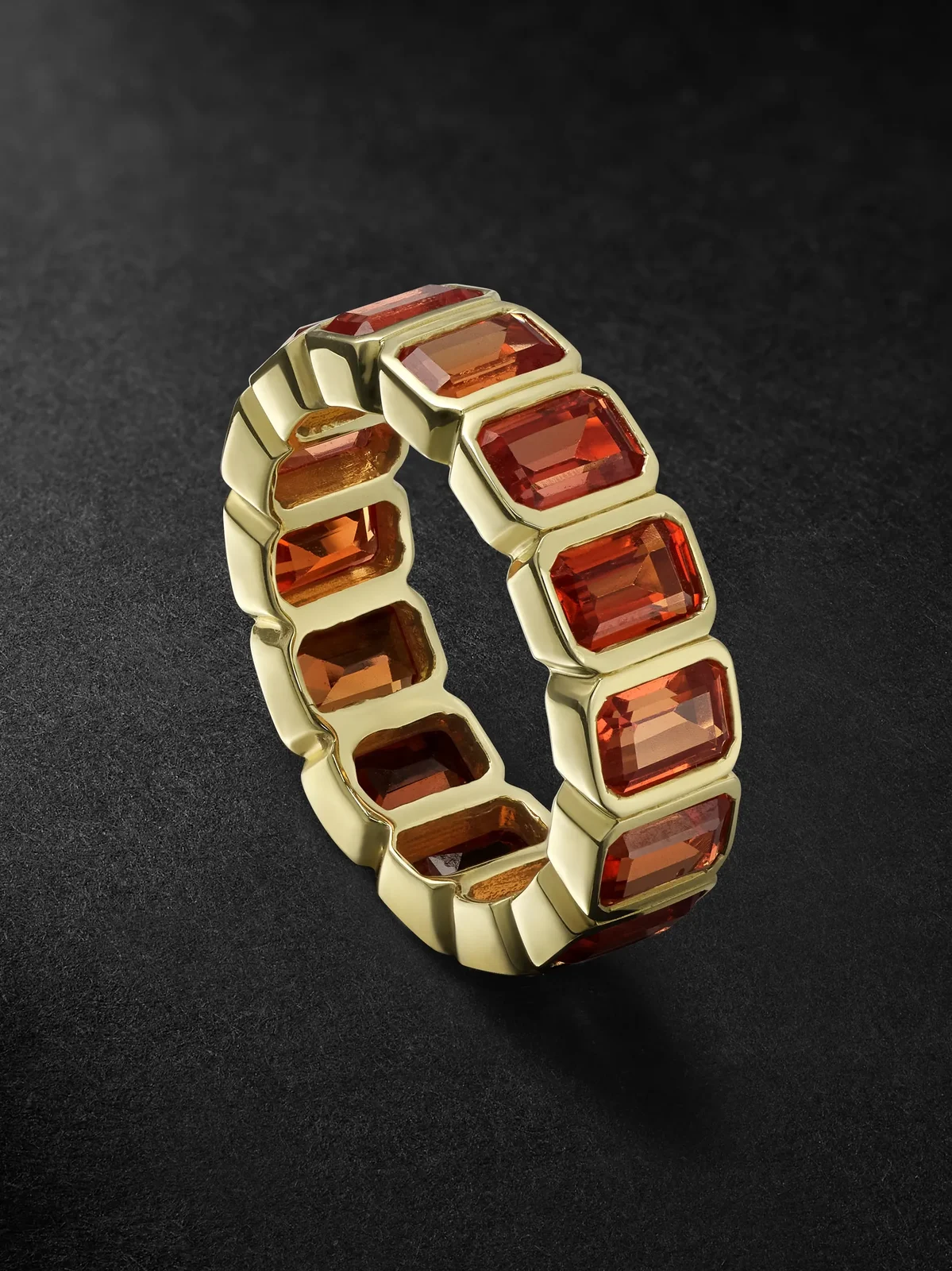 42 SUNS 14-Karat Gold Orange Sapphire Eternity Ring - Men