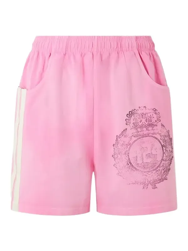 Straight-Leg Logo-Print Striped Cotton-Jersey Drawstring Shorts - Men