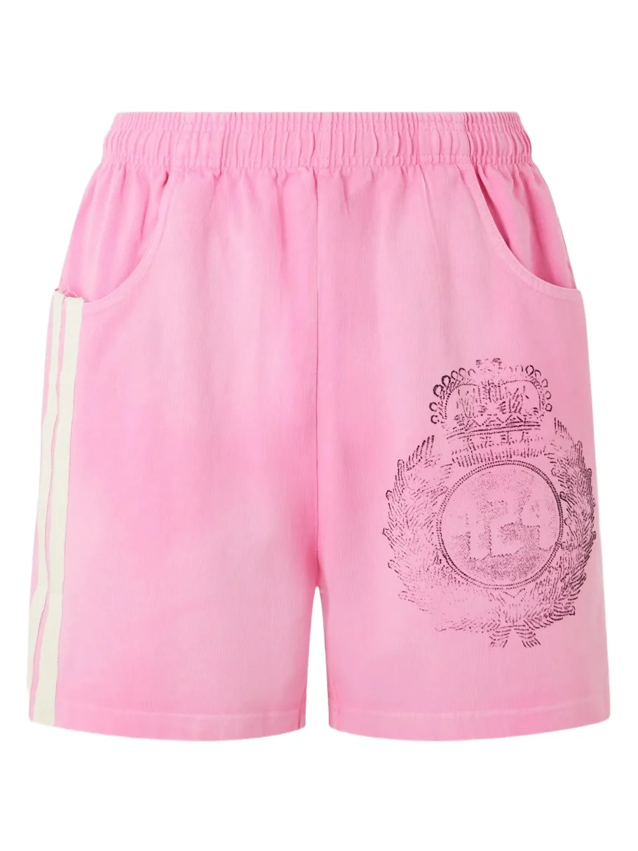 Straight-Leg Logo-Print Striped Cotton-Jersey Drawstring Shorts - Men