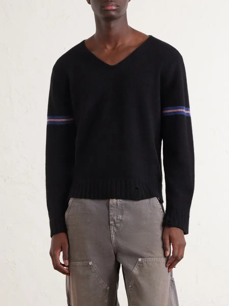 Enfants Riches Déprimés Distressed Striped Cashmere Sweater - Men | Thumbnail 3
