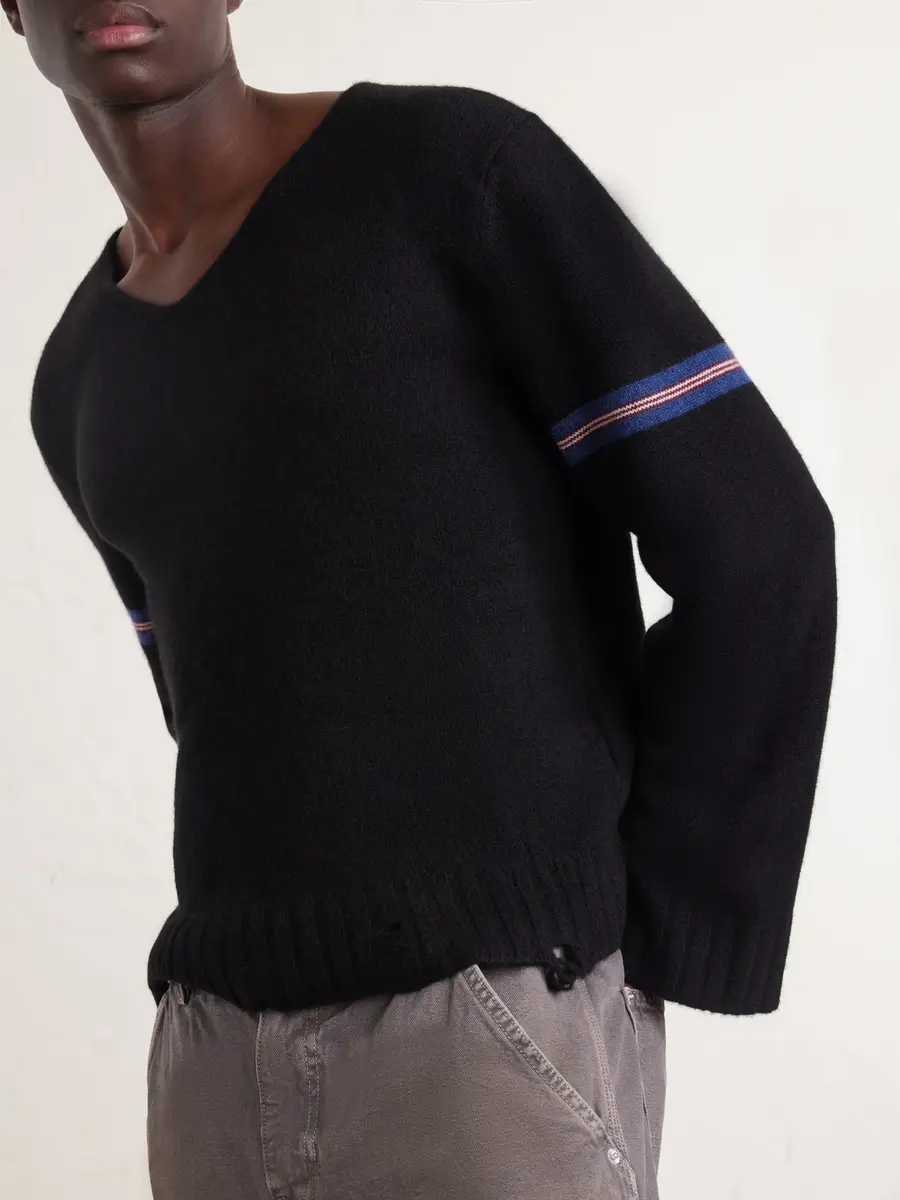 Enfants Riches Déprimés Distressed Striped Cashmere Sweater - Men | Thumbnail 5