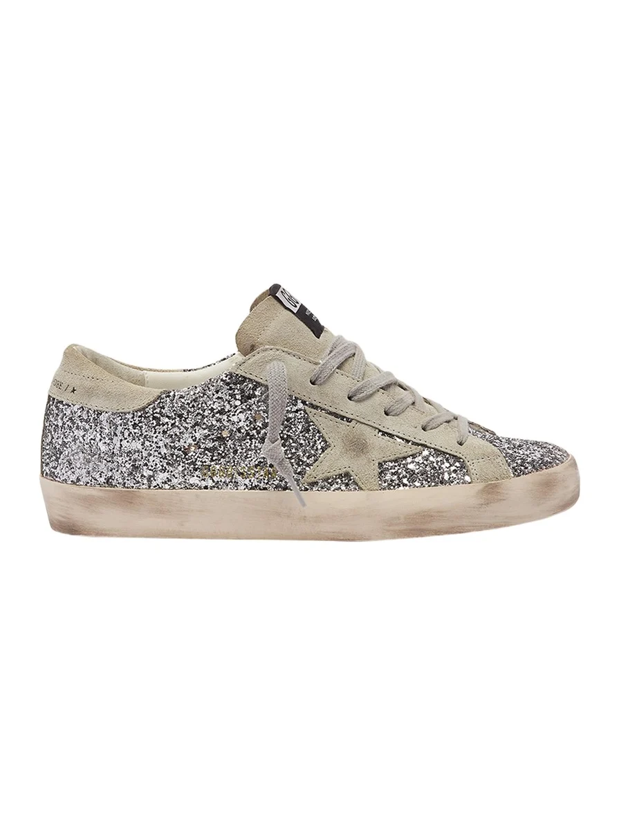 Golden Goose Superstar Suede Glitter Low-Top Sneakers