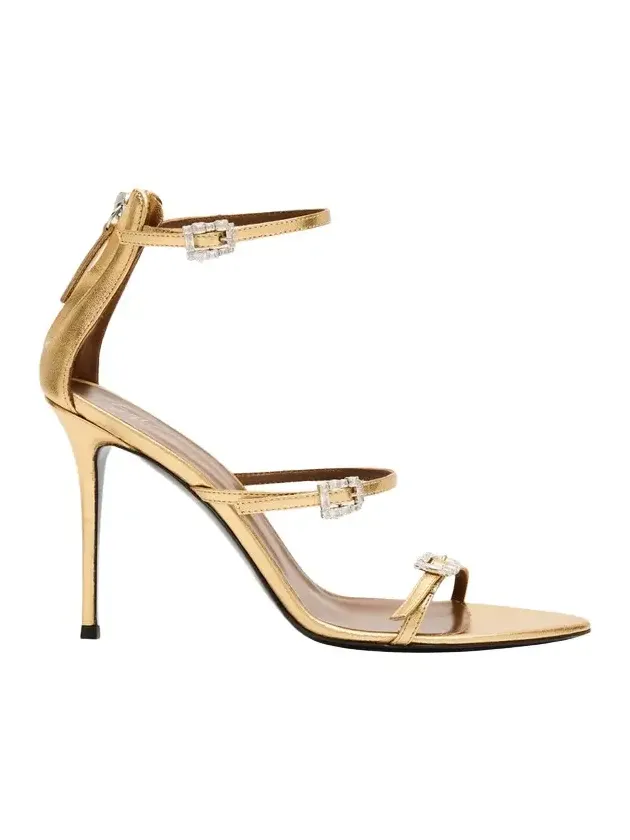 Metallic Leather Ankle-Strap Sandals Metallic Leather Ankle-Strap Sandals