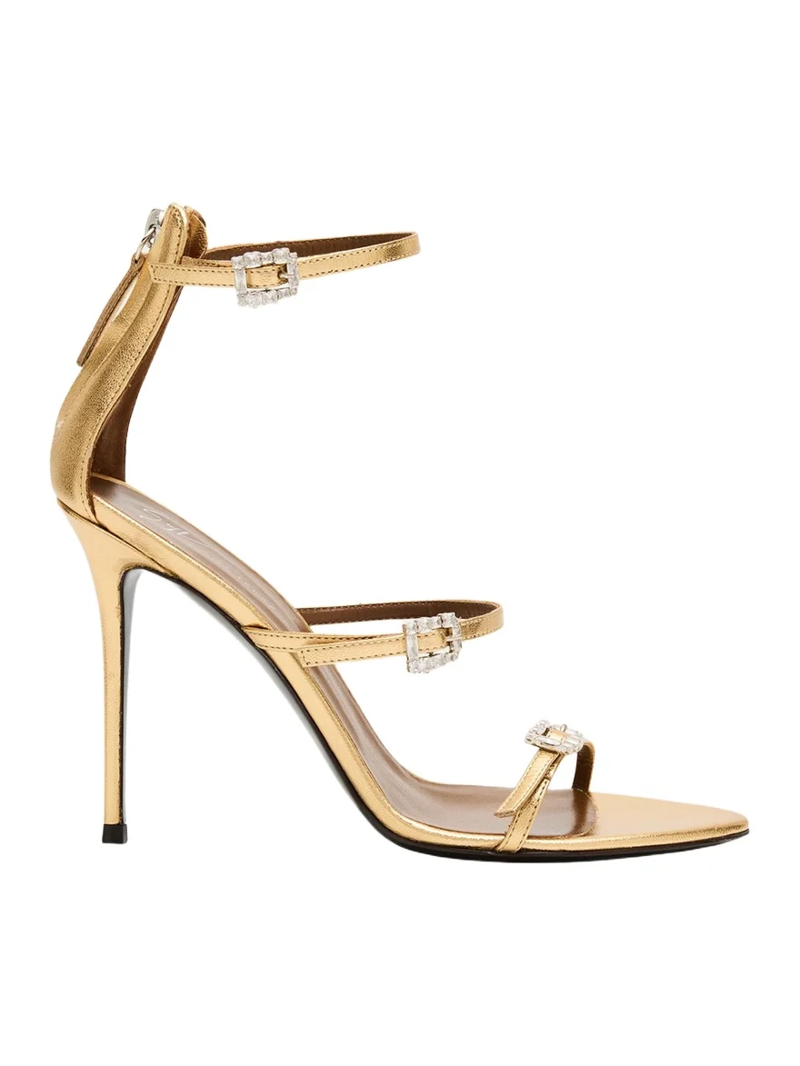 Metallic Leather Ankle-Strap Sandals Metallic Leather Ankle-Strap Sandals