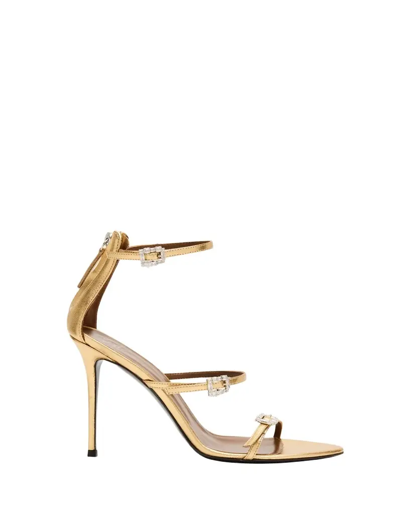 Giuseppe Zanotti Metallic Leather Ankle-Strap Sandals | Image 1 Giuseppe Zanotti Metallic Leather Ankle-Strap Sandals | Image 1