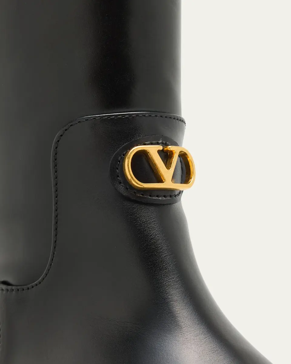 Valentino Garavani Vitello Brass VLogo Leather Knee-High Boots | Thumbnail 5 Valentino Garavani Vitello Brass VLogo Leather Knee-High Boots | Thumbnail 5
