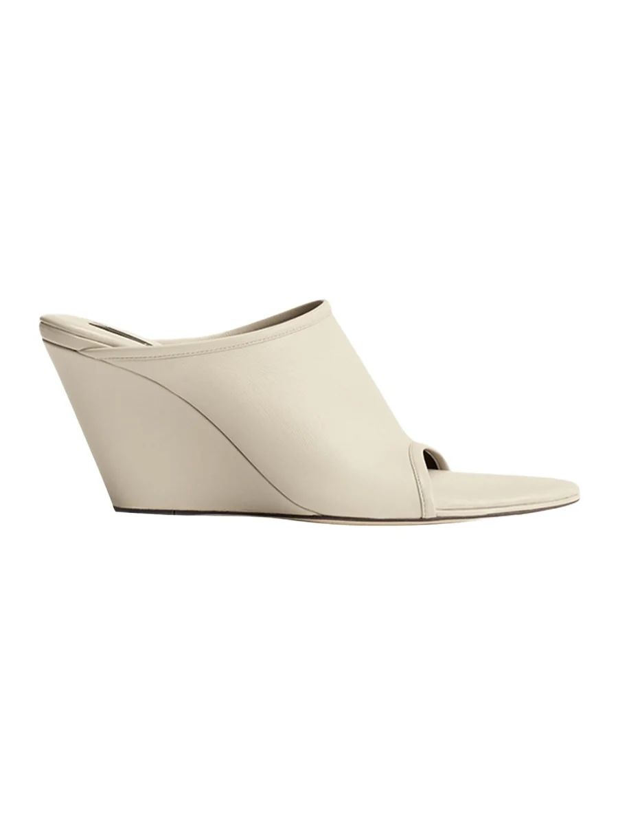 CHRISTEN Stretch Leather Wedge Slide Sandals
