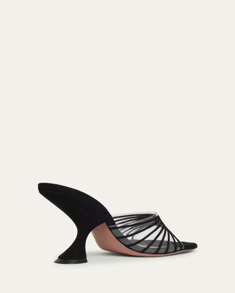 Amina Muaddi Mookie Suede PVC Comma-Heel Mules | Thumbnail 3 Amina Muaddi Mookie Suede PVC Comma-Heel Mules | Thumbnail 3