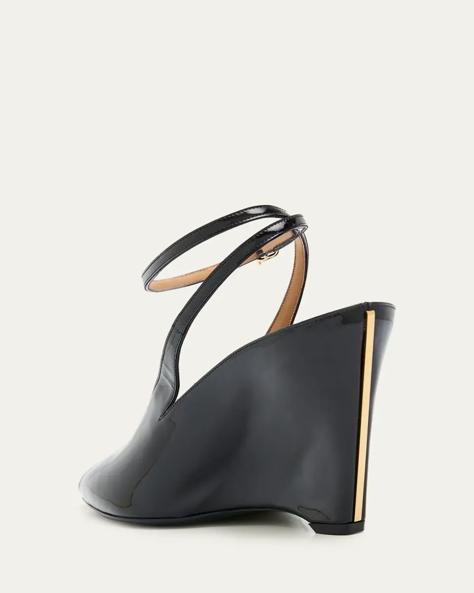 Ferragamo 95mm Arcadia Patent Wedge Sandals | Thumbnail 4