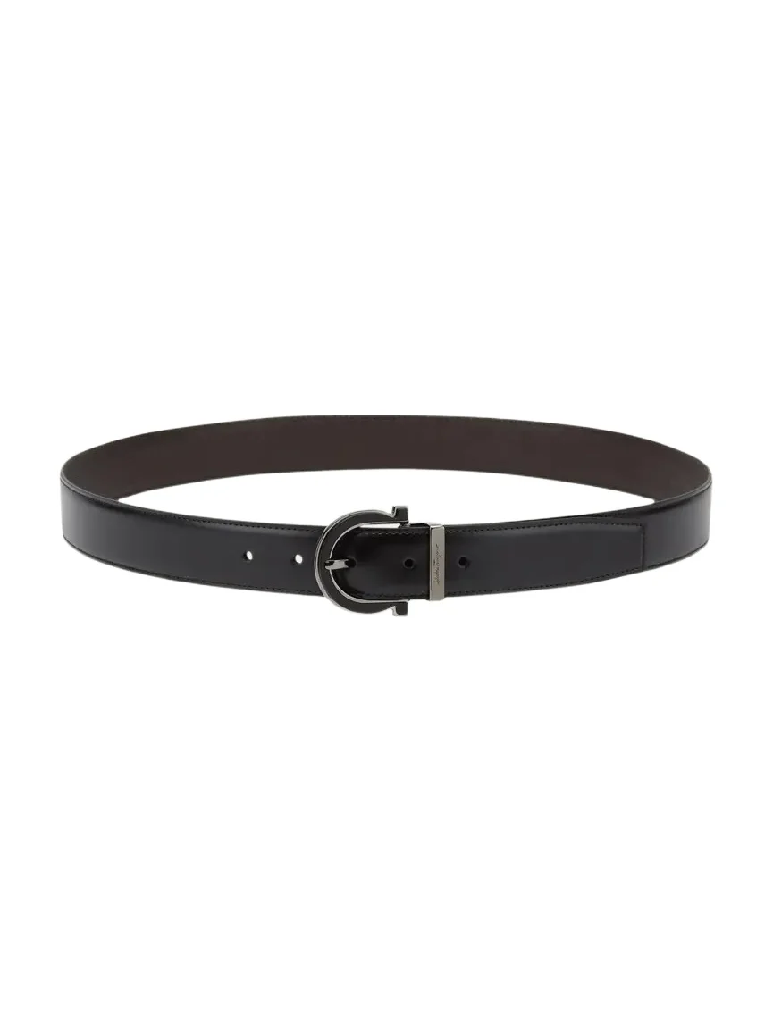 Men's Reversible Gancio-Buckle Leather Belt Men's Reversible Gancio-Buckle Leather Belt