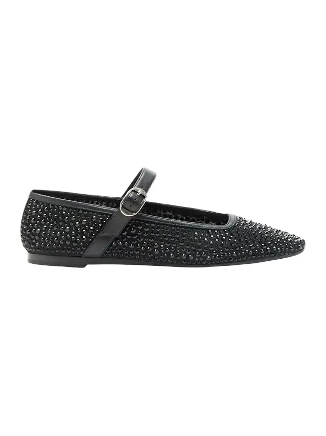 Crystal Mesh Mary Jane Ballerina Flats Crystal Mesh Mary Jane Ballerina Flats