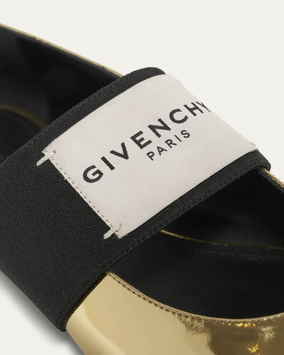 Givenchy Square Label Metallic Leather Ballerina Flats | Thumbnail 3