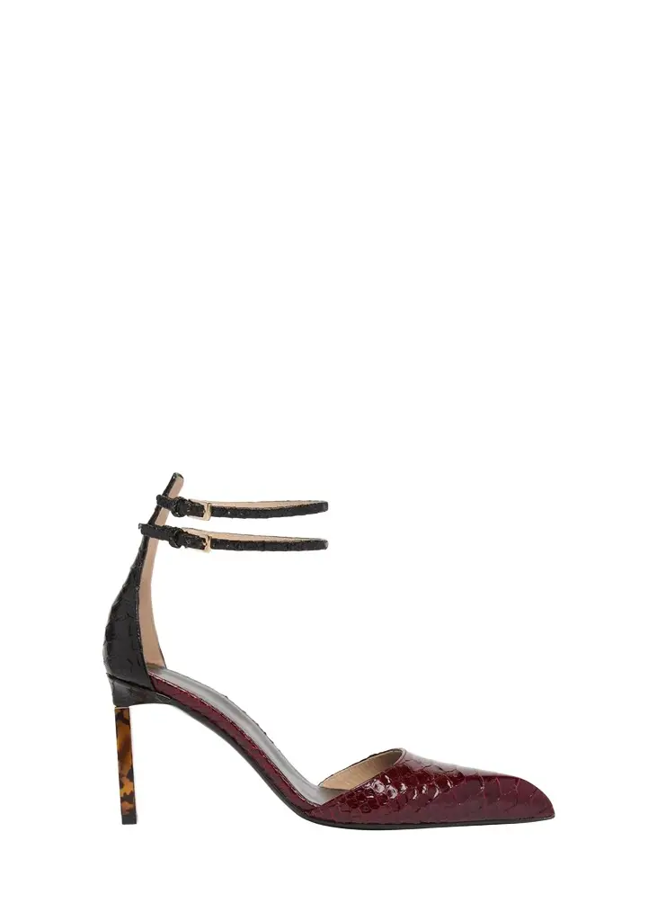 Python-Effect Stiletto T-Strap Pumps Python-Effect Stiletto T-Strap Pumps