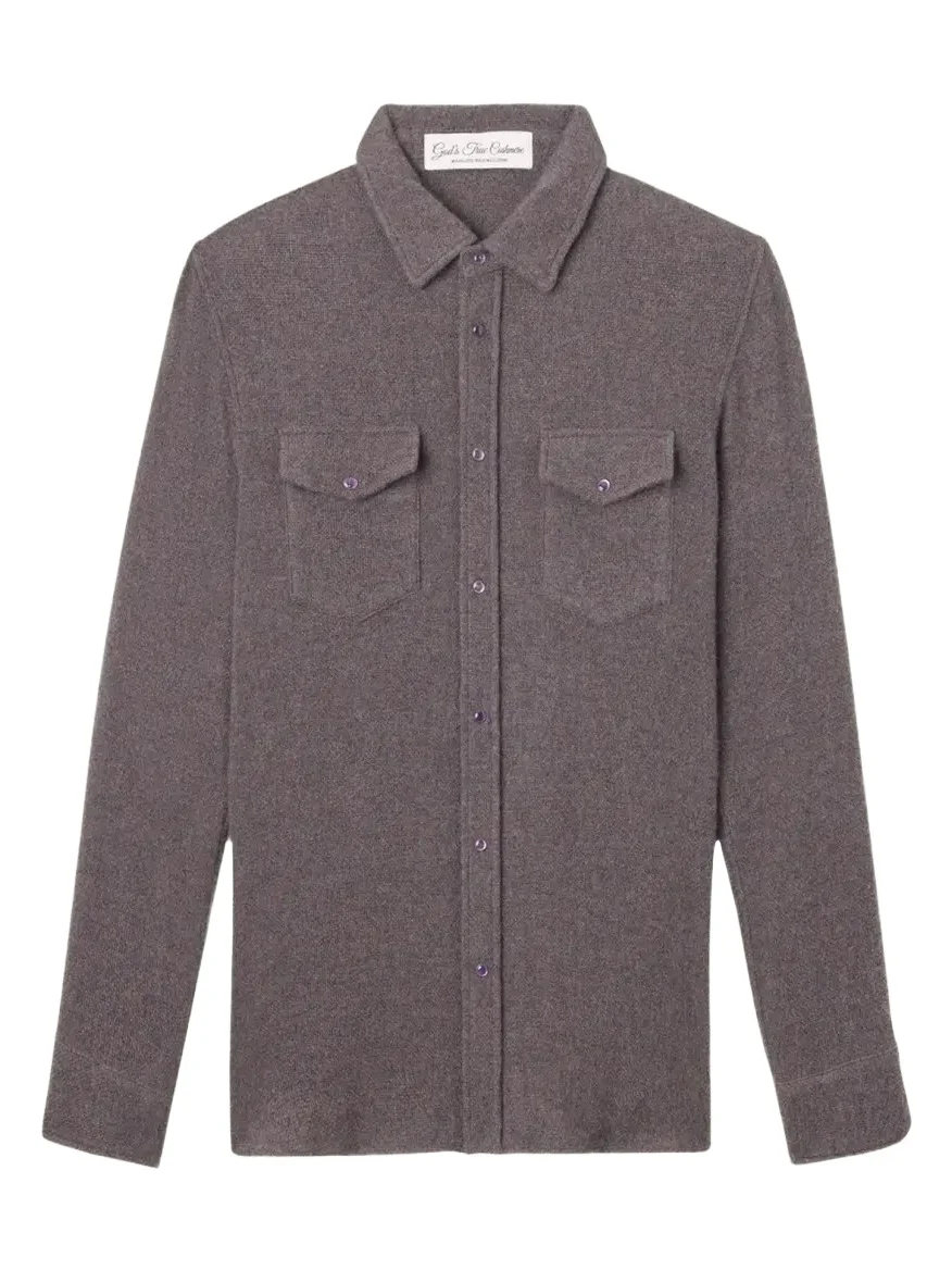 God’s True Cashmere Cashmere Two-Pocket Amethyst Button-Down Shirt