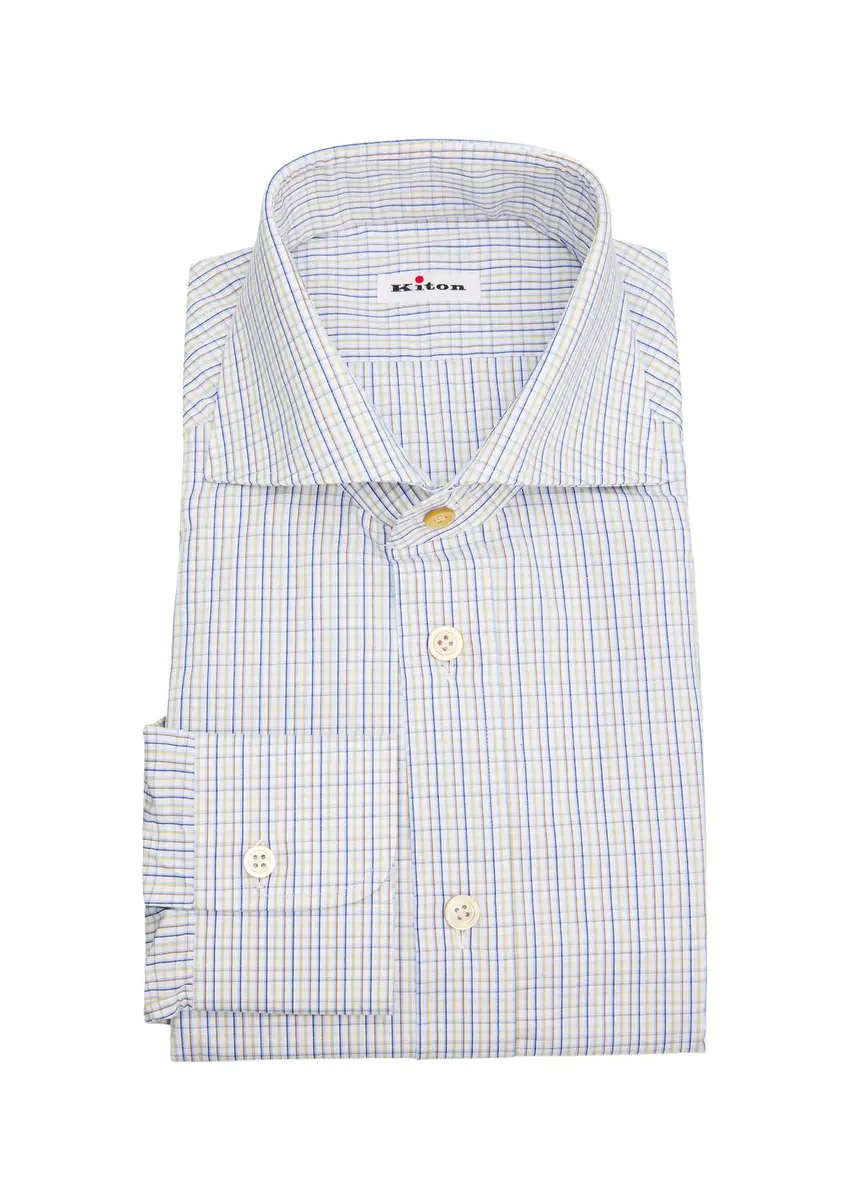 Kiton Men's Cotton Graph Check Classic-Fit Dress Shirt | Thumbnail 3 Kiton Men's Cotton Graph Check Classic-Fit Dress Shirt | Thumbnail 3