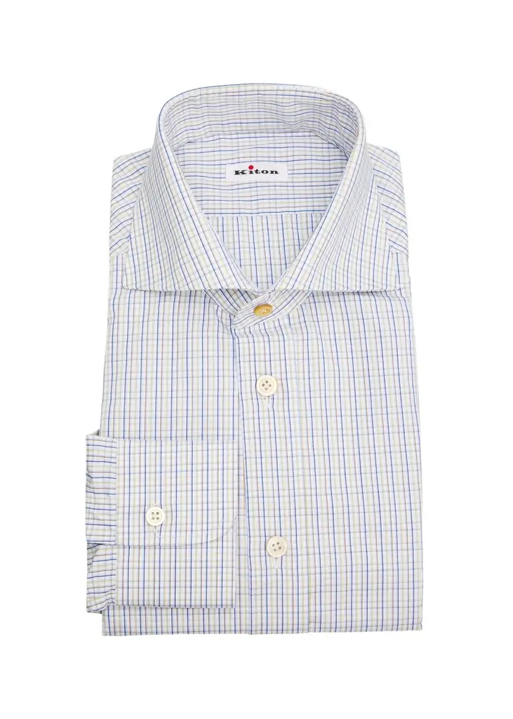 Kiton Men's Cotton Graph Check Classic-Fit Dress Shirt | Image 1 Kiton Men's Cotton Graph Check Classic-Fit Dress Shirt | Image 1