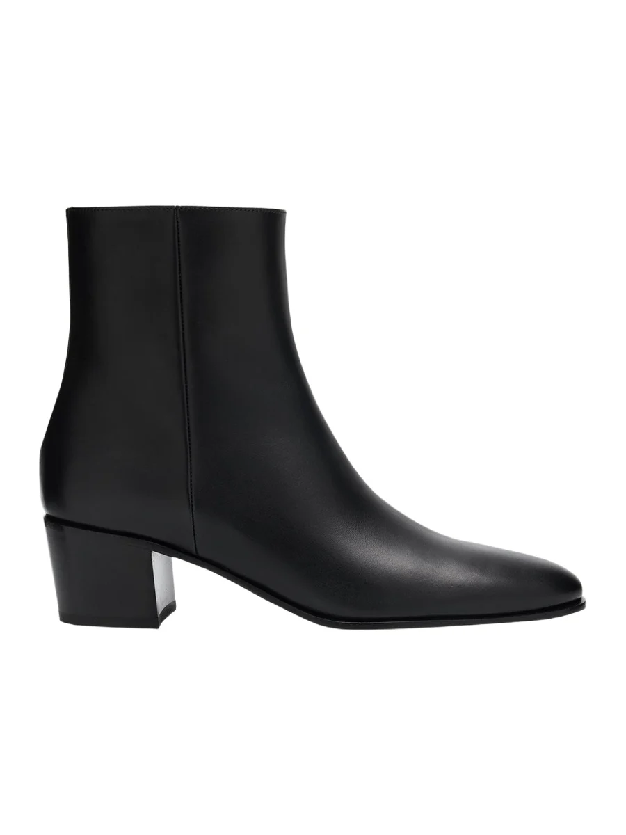 Glove Leather Block-Heel Booties