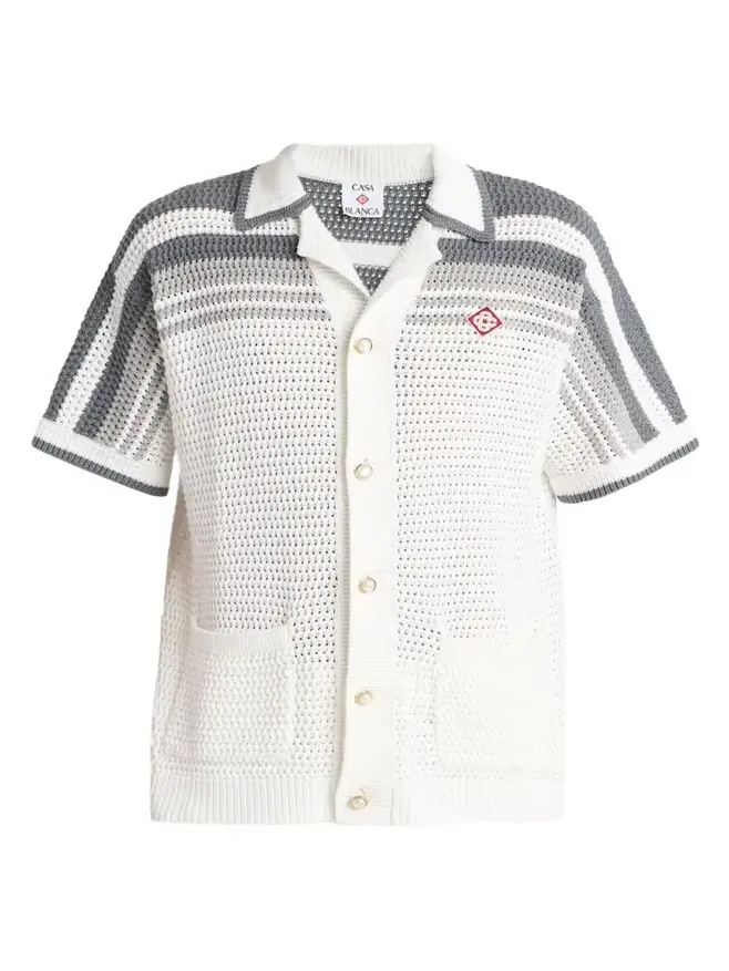 Men's Cotton Crochet Short-Sleeve Tennis Shirt Men's Cotton Crochet Short-Sleeve Tennis Shirt