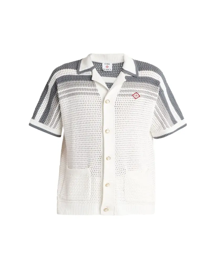 Casablanca Men's Cotton Crochet Short-Sleeve Tennis Shirt | Image 1 Casablanca Men's Cotton Crochet Short-Sleeve Tennis Shirt | Image 1