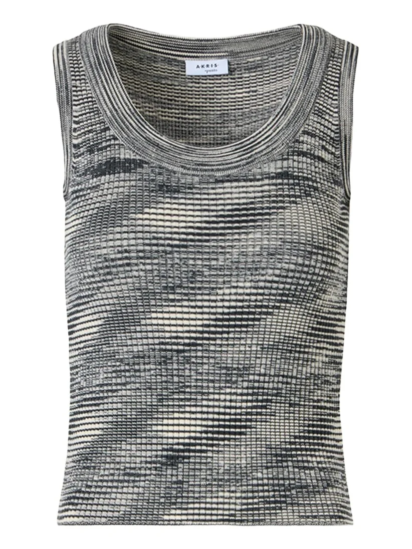 Akris punto Scoop-Neck Space Dye Merino Wool Rib Tank Top