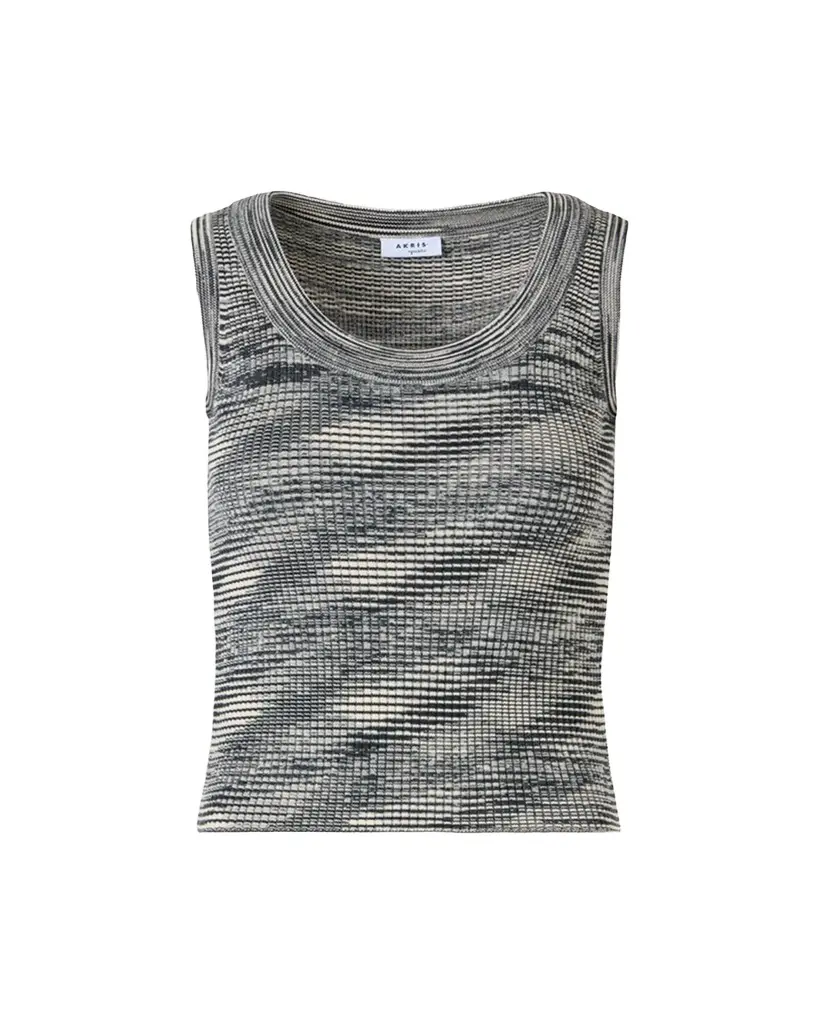 Akris punto Scoop-Neck Space Dye Merino Wool Rib Tank Top | Image 1 Akris punto Scoop-Neck Space Dye Merino Wool Rib Tank Top | Image 1