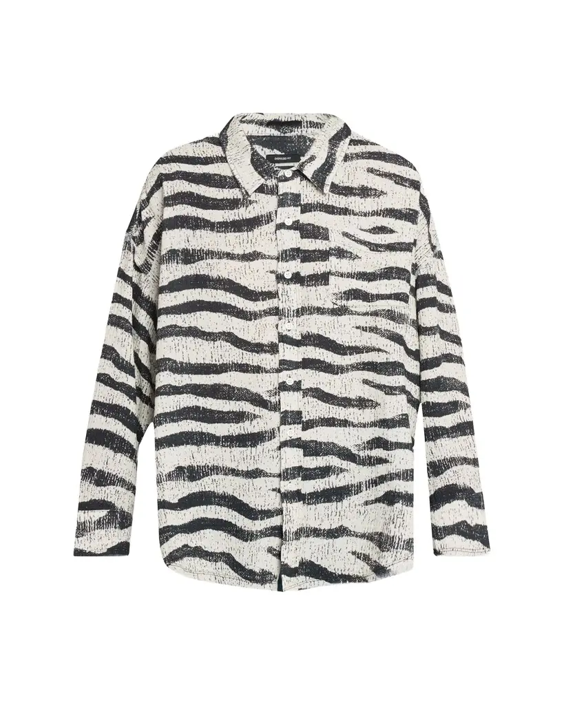 R13 Shredded Seam Drop-Neck Zebra-Print Shirt | Image 1 R13 Shredded Seam Drop-Neck Zebra-Print Shirt | Image 1