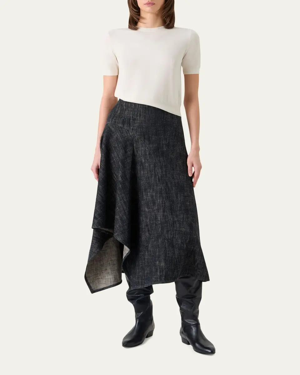 Akris punto Fine Merino Wool Knit Short-Sleeve Crew Neck Sweater | Thumbnail 2 Akris punto Fine Merino Wool Knit Short-Sleeve Crew Neck Sweater | Thumbnail 2