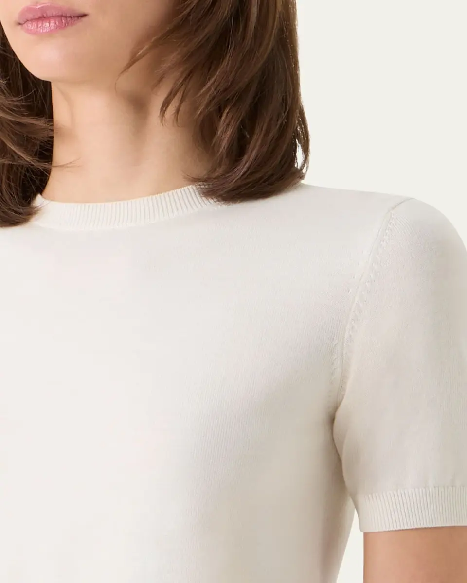 Akris punto Fine Merino Wool Knit Short-Sleeve Crew Neck Sweater | Thumbnail 5 Akris punto Fine Merino Wool Knit Short-Sleeve Crew Neck Sweater | Thumbnail 5