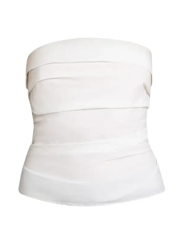 Maisy Strapless Ruched Top in Poplin Maisy Strapless Ruched Top in Poplin
